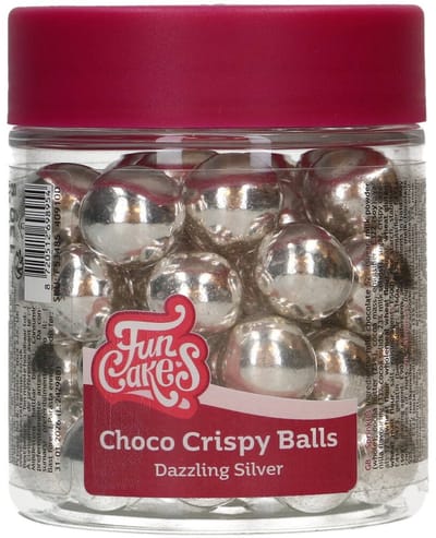 FunCakes Choco Crispy Balls - Metallic Zilver - 130g - Eetbare Taartdecoratie - Taarttoppers - Chocolade Decoratie