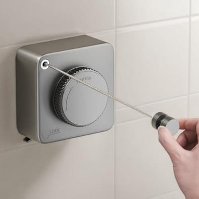 Intrekbare waslijn met doorhangbescherming - 4,8 m uittrekbaar voor wandmontage