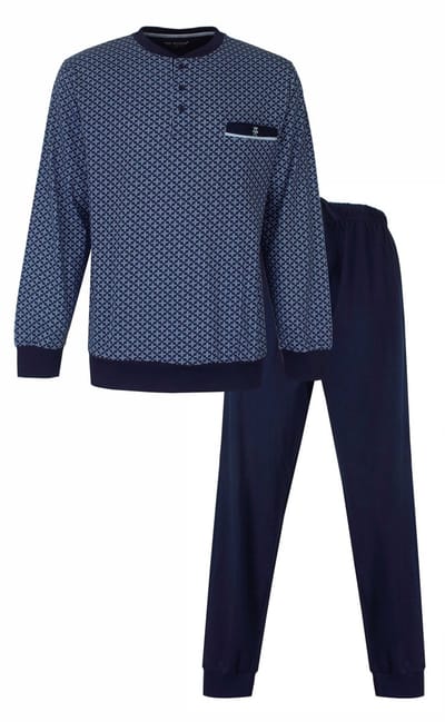 Paul Hopkins Heren Pyjama - met Borstzakje - Donker Blauw - Maat S