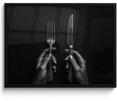 Poster in lijst - Fotolijst 70x50 cm - Posters - Bestek - Zwart - Wit - Posterlijst zwart - Decoratie - Wanddecoratie woonkamer - Muurdecoratie slaapkamer