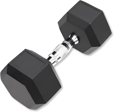 Hexagonale halters 5 kg - gietijzer met rubberen coating voor thuisfitness