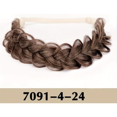 Brede Vissengraat Gevlochten Synthetische Modieuze Haar Hoofdband Hairextensions Verstelbare Twist Elastiek Voor Vrouwen black
