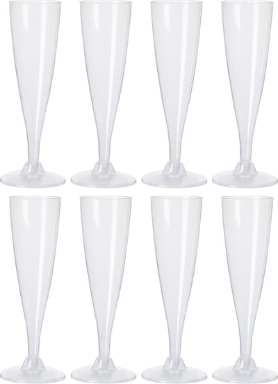 EH Prosecco/champagneglazen - 8x - transparant - kunststof - 130 ml - herbruikbaar