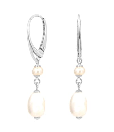 ARLIZI 2423 Oorbellen witte zoetwaterparels hanger - sterling zilver - 4 cm