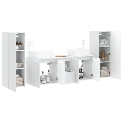vidaXL - Badkamermeubel - Set - 5 - st - Wit - 33 - x - 34,5 - x - 100 - cm - Bewerkt - hout