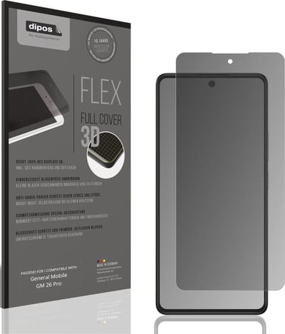dipos FLEX – Matte Privacy Screenprotector geschikt voor General Mobile GM 26 Pro | Volledige Schermbescherming | Case-Friendly