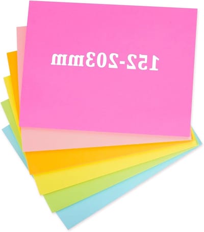 Set van 6 Zelfklevende Notities in 6 Kleuren - XXL Grote Lijsten 203 x 152 mm voor Kantoor, Studie en Thuis - 50 Vel per Notitieblok