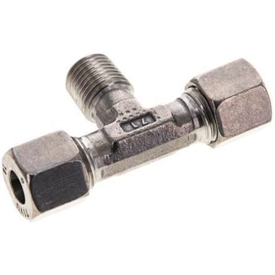 8L & R1/4'' RVS T-stuk Snijringkoppeling Buitendraad 315bar ISO 8434-1