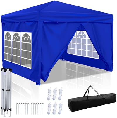 3x3 m Partytent Opvouwbaar Easy Up Paviljoen Vouwtent Met Draagtas blauw