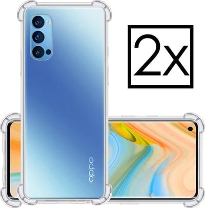 Hoesje - 2 Stuks - Geschikt voor OPPO Reno 4 Pro 5G - Sterk & Shockproof - Siliconen Case - Back Cover - Telefoon Hoes Shock Proof - Transparant