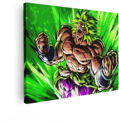 Artaza Canvas Schilderij Broly - 120x90 cm - Wanddecoratie Dragon Ball Anime - Muurdecoratie Jongenskamer - Schilderijen Op Canvas - Groen