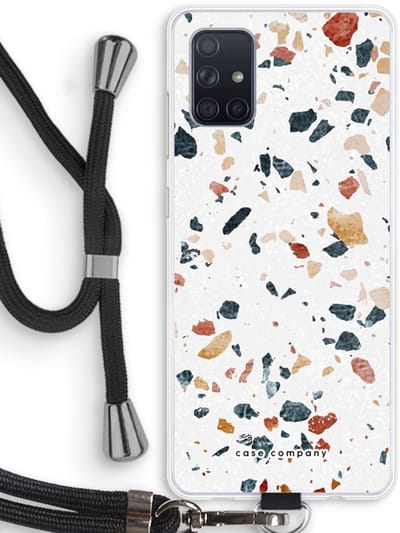 Case Company® - Hoesje met koord geschikt voor Samsung Galaxy A71 hoesje met Koord - Terrazzo N°4 - Telefoonhoesje met Zwart Koord - Bescherming aan alle Kanten en Over de Schermrand