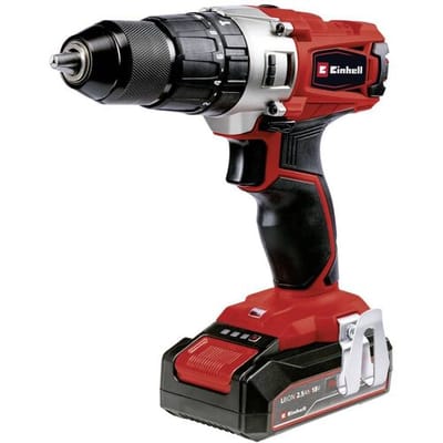 Einhell Accu Schroefmachine TE-CD 18/2 Li-i Kit - Power X-Change - 18 V/Li-ion - Met impactfunctie - 2 snelheden - 44 Nm - Incl. 1x 2,5 Ah accu en lader, Koffer en 22-delige accessoireset