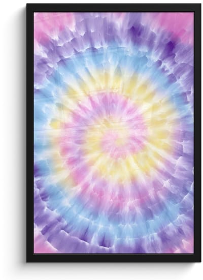 Poster in lijst - Fotolijst 40x60 cm - Posters - Spiraal - Tie dye - Pasteltinten - Posterlijst zwart - Decoratie - Wanddecoratie woonkamer - Muurdecoratie slaapkamer