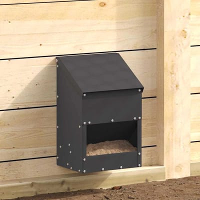 vidaXL - Kippenvoerbak - Zwart - 21 - x - 16 - x - 33 - cm - 3 - kg - Koudgewalst - Staal