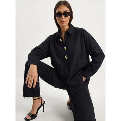 Knop Detail Poplin Overhemd