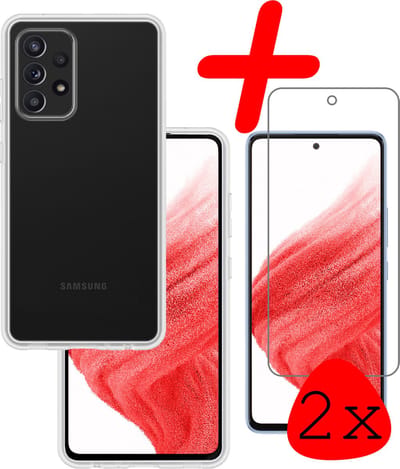 Hoesje Met 2x Screenprotector - Geschikt voor Samsung Galaxy A53 - Sterk & Shockproof - Back Cover - Siliconen Case - Telefoon Hoes - Transparant
