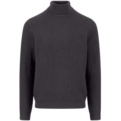 Fynch-Hatton Trui Rollneck Square Triple Stripe Texture Charcoal / male