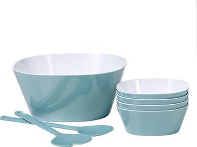 Mepal - salade Conix 6-delig – saladeschalen met saladebestek - Nordic green – serveerschalen