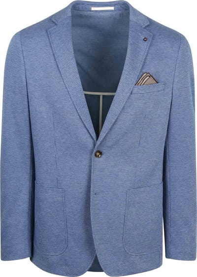 Suitable Colbert Face Print Jeans Blauw - Maat 46 - Heren blazer