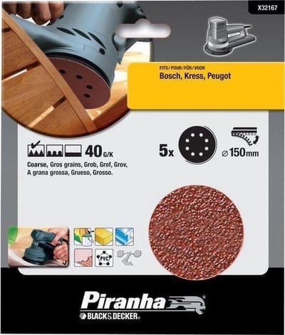 Piranha Schuurschijf  excentrische schuurmachine 115mm, 40K 5 stuks X32167