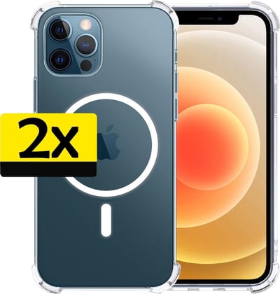 Hoesje - 2 Stuks - Geschikt voor Apple iPhone 12 Pro - Magsafe Compatible - Sterk & Shockproof - Back Cover - Shock Proof Case - Telefoon Hoes - Telefoonhoesjes - Transparant