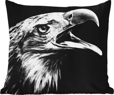 Tuinkussen - Adelaar - Portret - Roofvogels - Zwart - Wit - Vogel - 40x40 cm - Weerbestendig