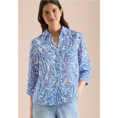 Blouse met 3/4 mouwen en lange pasvorm