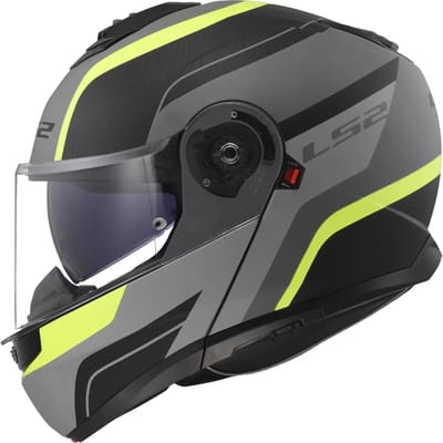 LS2 FF908 Strobe II Monza Mat Zwart H-V Geel 06 Systeemhelm - Maat XS - Helm