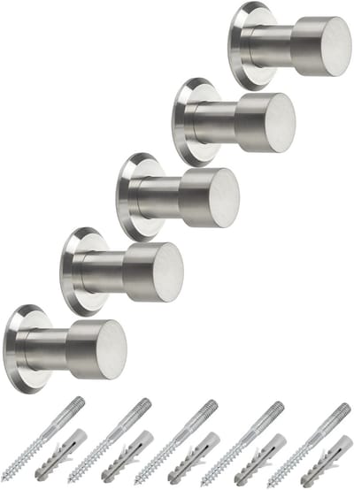 5 stuks SOTECH kapstokhaken Tuula RVS geborsteld lengte: 33 mm incl. plaatje en bevestigingsset