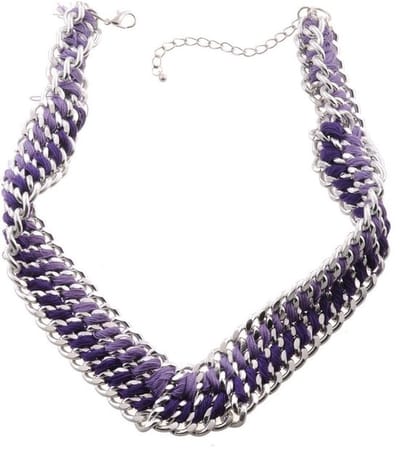 Behave - Gevlochten Statement Ketting - Paars & Zilverkleur - Dames