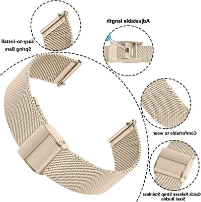 Stainless Steel Horlogeband 18mm 19mm 20mm 22mm, Unisex Vervangband van Metaal, Snelle Verwisseling, Geschikt voor Garmin, Galaxy en Amazfit