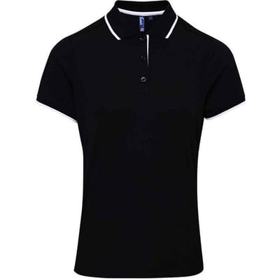 Premier Dames/Dames Coolchecker Contrast Poloshirt (Zwart/Wit)