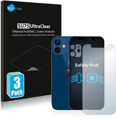 Savvies - Screenprotector voor Apple iPhone 12 (Voor+Camera) - Folie Beschermfolie transparant 6 Stuks