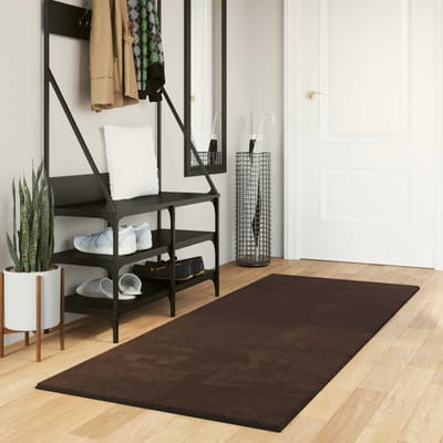 vidaXL - Middelpolig - zacht - en - wasbaar - tapijt - HUARTE - Bruin - 200 - x - 80 - cm
