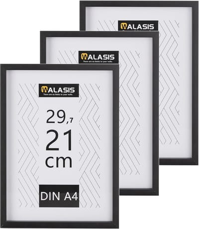 SnelShoppen - Set van 3 A4 fotolijsten zwart voor certificaat - Houten fotolijsten 21x29.7 cm - Wand- en bureaugebruik - Ideaal voor kinderen en feest