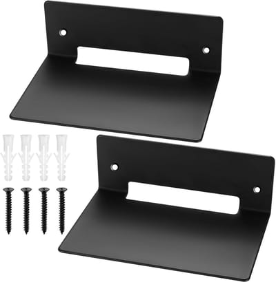 Solidchoice - 2 Stuks Badkamer Plank zonder Boren, Zwart