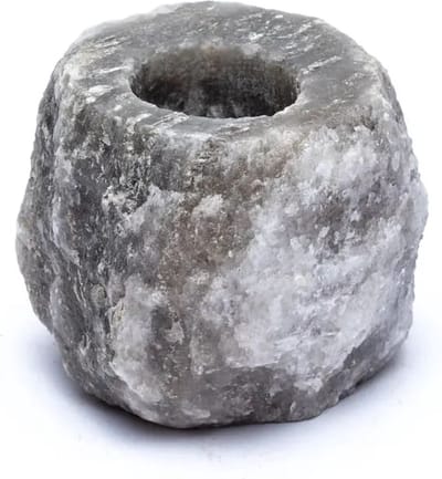 Waxinelichthouder / Theelichthouder zoutsteen - ZWART - Middel 0,6-1kg - ca. 9x9x8cm