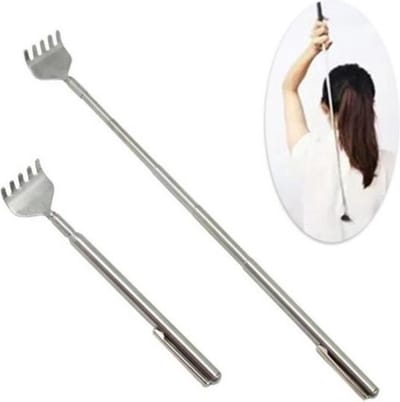 *** 2x Zilverkleurige uitschuifbare rugkrabbers - Ruggenkrabbers zilver 2 stuks - Ontspan en verlicht jeuk - Massage Tool - Rug- en Voetkrabber - met Heble® ***