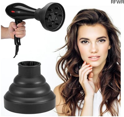 Diffuser Opzetstuk - Haardroger Accessoire - Krullen Stylen - Opvouwbaar Siliconen - Universeel - Zwart