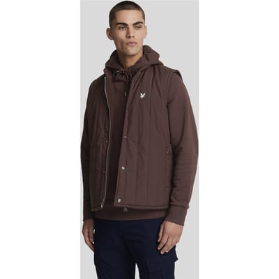 Lyle & Scott Reversible Quilted Gilet Rubber Red Maat: S | Bodywarmers Outlet | Heren | Bruin