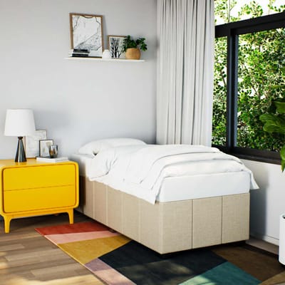 vidaXL - Bedframe - zonder - matras - 90x200 - cm - stof - crèmekleurig