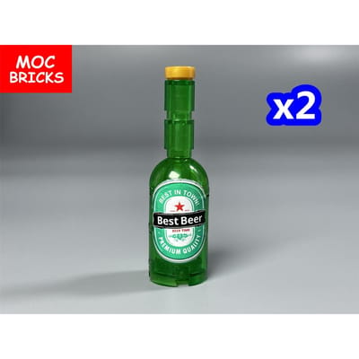 MOC Stenen Transparante Fles Bier Wijn Drank Mini Bedrukte Stenen Bevestigingen Bouwstenen Kinderspeelgoed gray