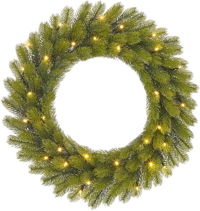Black Box Trees Nagoya Kerstkrans met LED Verlichting - H12 x Ø60 cm - Groen