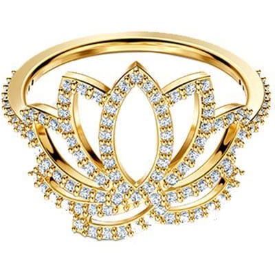 Swarovski Symbool Lotus Hol Ontwerp Klassieke Ring Damesringen 5535601 Box+Shopping Bag (Random Color),55 beige