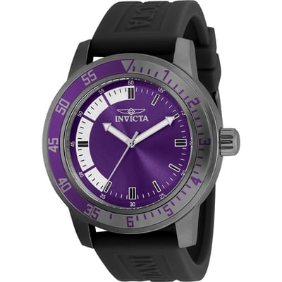 Invicta Specialty 35780 Heren Horloge - Waterdicht - Analoog - Quartz Uurwerk - Roestvrij Staal met paarse Wijzerplaat - 45mm