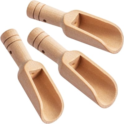 Set van 3 Houten Lepels - Multifunctionele Lepels voor Zout, Kruidenscheppen en IJs - Compacte Afmetingen 2,3 x 8 cm, Ideaal voor Badzout en Zaden