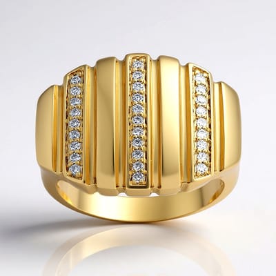 Cavill - Zilveren ring verguld 925 sterlingzilver - 29 Afrikaanse I1 (G) ronde briljant diamanten 0,162 ct - brede stijlvolle pave ring elegant