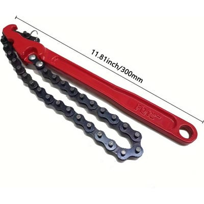 Clé à chaîne à cliquet robuste de 12 pouces, outil de filtre à huile réversible, raccords de tuyauterie, outils adaptés aux filtres à huile, clé à chaîne, pince red