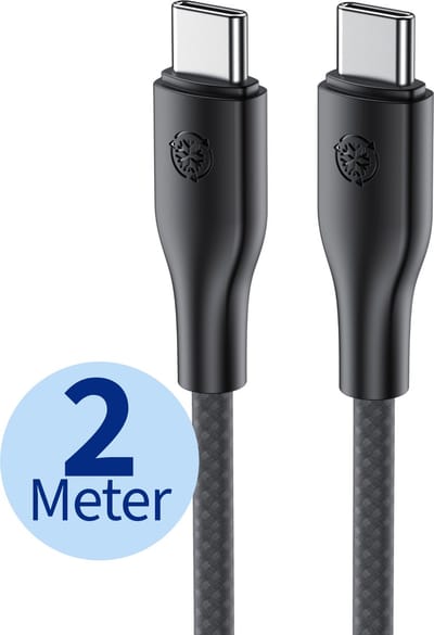 Super Fast Charge USB C Kabel 2 Meter - 65W - Geschikt voor Samsung - USB C naar USB C Oplaadkabel - Zwart